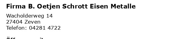 B. Oetjen Schrott Eisen Metalle